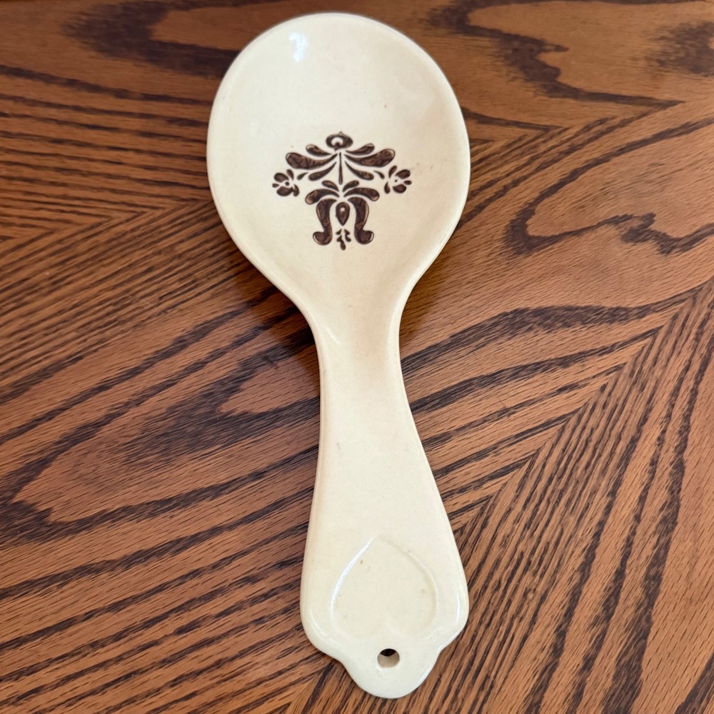 Pfaltzgraff Village Stoneware Spoon Rest 515 Vintage Folk Art USA 70s Heart